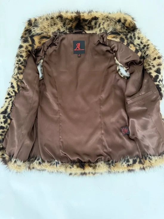 Adrienne Landau Luxe Leopard Faux Fur Coat XS | Statement Editorial Piece - Picture 12 of 13